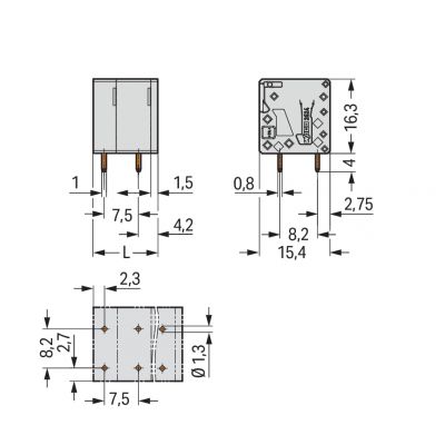 Złączka do płytek drukowanych 4mm2 RM 7,5mm 11-bieg szara /20szt./ WAGO (2624-3311)