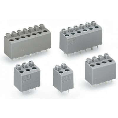 Blok zaciskowy do płytek drukowanych 3-biegunowa szary raster 5mm 735-303 /80szt./ WAGO (735-303)