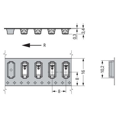 Złączka SMD do płytek drukowanych 0,5mm2 raster 3mm 1-bieg. biała /2650szt./ WAGO (2059-301/998-403)