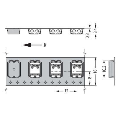 Złączka SMD do płytek drukowanych 0,5mm2 raster 3mm 2-bieg. biała /1750szt./ WAGO (2059-302/998-403)