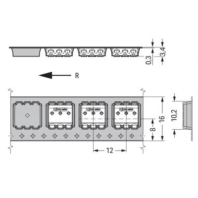 Złączka SMD do płytek drukowanych 0,5mm2 raster 3mm 3-bieg. biała /1750szt./ WAGO (2059-303/998-403)