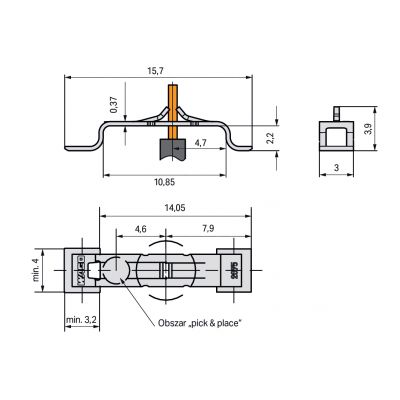 Złączka SMD-Through-Board do pł.druk. raster 3mm 1-bieg. /2000szt./ WAGO (2075-381/997-404)