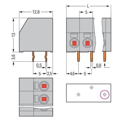 2-przew złączka do płytek drukowanych 1,5mm2 RM 5mm 7-bieg szara /30szt./ WAGO (253-107)