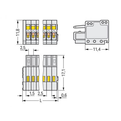 1-przewodowe gniazdo CAGE CLAMP pełna ochrona przed błędnym wetknięciem jasnoszary /100szt./ WAGO (733-110)