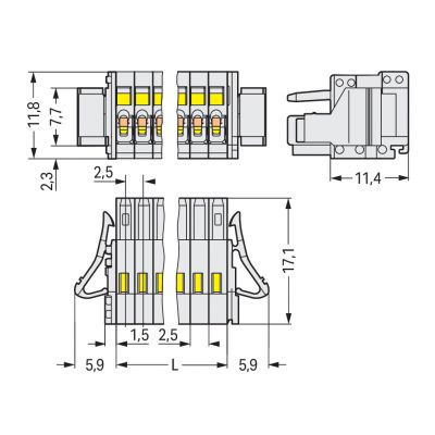 1-przewodowe gniazdo CAGE CLAMP pełna ochrona przed błędnym wetknięciem jasnoszary /100szt./ WAGO (733-102/037-000)