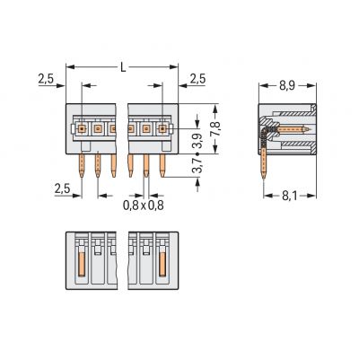 Wtyk MCS-MICRO 12-biegunowy jasnoszary raster 2,5mm 733-372 /100szt./ WAGO (733-372)