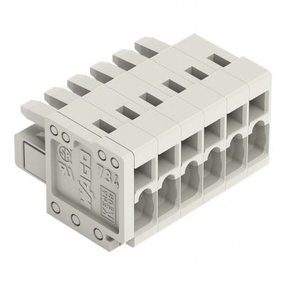 1-przewodowe gniazdo CAGE CLAMP pełna ochrona przed błędnym wetknięciem jasnoszary /100szt./ WAGO (734-106)