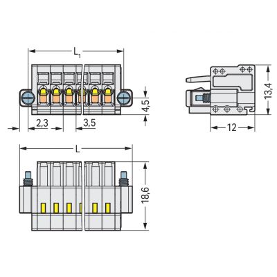 1-przewodowe gniazdo CAGE CLAMP pełna ochrona przed błędnym wetknięciem jasnoszary /50szt./ WAGO (734-112/107-000)
