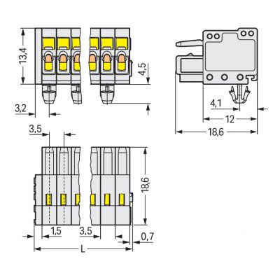 1-przewodowe gniazdo CAGE CLAMP pełna ochrona przed błędnym wetknięciem jasnoszary /100szt./ WAGO (734-105/008-000)