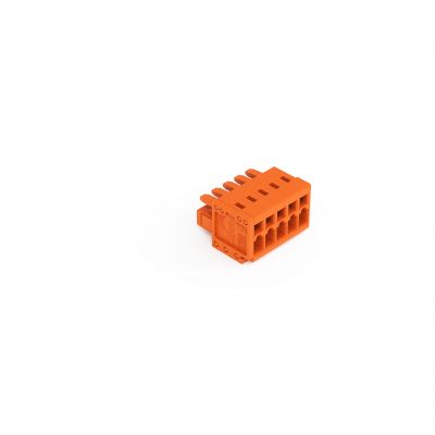 1-przewodowe gniazdo CAGE CLAMP pełna ochrona przed błędnym wetknięciem pomarańczowa /100szt./ WAGO (734-205)