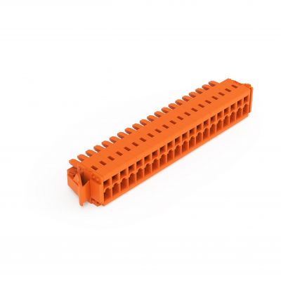 1-przewodowe gniazdo CAGE CLAMP pełna ochrona przed błędnym wetknięciem pomarańczowa /25szt./ WAGO (734-220/037-000)