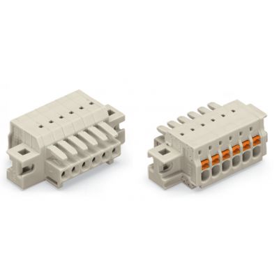 1-przewodowe gniazdo przycisk Push-in CAGE CLAMP pełna ochrona przed błędnym wetknięciem jasnoszary /50szt./ WAGO (2734-104/031-000)