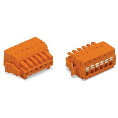 1-przewodowe gniazdo przycisk Push-in CAGE CLAMP pełna ochrona przed błędnym wetknięciem pomarańczowa /25szt./ WAGO (2734-214/037-000)