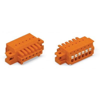 1-przewodowe gniazdo przycisk Push-in CAGE CLAMP pełna ochrona przed błędnym wetknięciem pomarańczowa /50szt./ WAGO (2734-209/031-000)