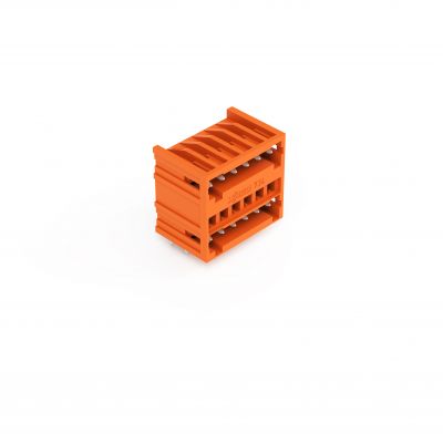 Wtyk dwupiętrowy THT Pin lutowniczy 1,0x1,0mm konstrukcja kątowa pomarańczowy /100szt./ WAGO (734-436)
