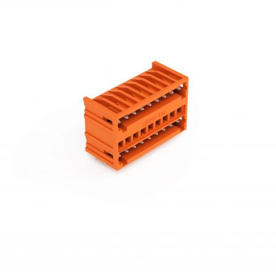 Wtyk dwupiętrowy THT Pin lutowniczy 1,0x1,0mm konstrukcja kątowa pomarańczowy /50szt./ WAGO (734-439)