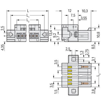Wtyk 1-przewodowy CAGE CLAMP pełna ochrona przed błędnym wetknięciem jasnoszary /25szt./ WAGO (734-312/019-000)