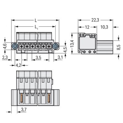 Wtyk 1-przewodowy CAGE CLAMP pełna ochrona przed błędnym wetknięciem jasnoszary /25szt./ WAGO (734-314/109-000)