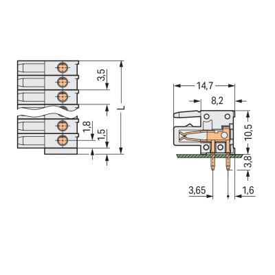 Gniazdo MCS-MINI Classic 5-biegunowe jasnoszare raster 3,5mm 734-535 /100szt./ WAGO (734-535)