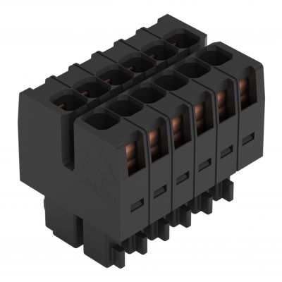 1-przewodowe gniazdo 2-rzędowe CAGE CLAMP pełna ochrona przed błędnym wetknięciem czarny /50szt./ WAGO (713-1106)