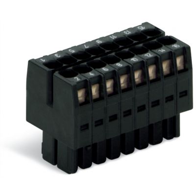 1-przewodowe gniazdo 2-rzędowe CAGE CLAMP pełna ochrona przed błędnym wetknięciem czarny /25szt./ WAGO (713-1110/000-9037)