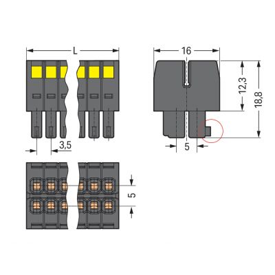 1-przewodowe gniazdo 2-rzędowe CAGE CLAMP pełna ochrona przed błędnym wetknięciem czarny /25szt./ WAGO (713-1110/033-9037)