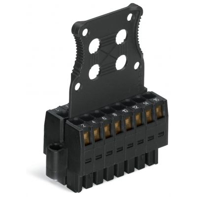 1-przewodowe gniazdo 2-rzędowe CAGE CLAMP pełna ochrona przed błędnym wetknięciem czarny /25szt./ WAGO (713-1108/107-9037/033-000)