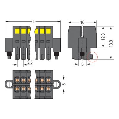 1-przewodowe gniazdo 2-rzędowe CAGE CLAMP pełna ochrona przed błędnym wetknięciem czarny /25szt./ WAGO (713-1110/107-047/033-000)