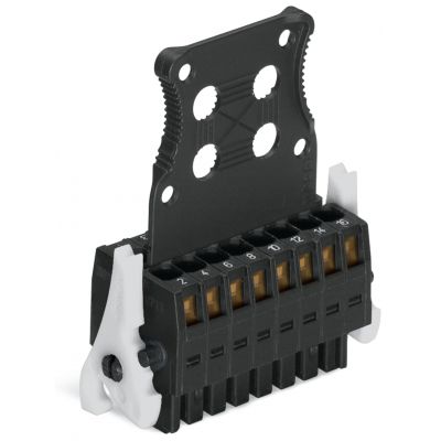 1-przewodowe gniazdo 2-rzędowe CAGE CLAMP pełna ochrona przed błędnym wetknięciem czarny /50szt./ WAGO (713-1103/037-9037/032-000)