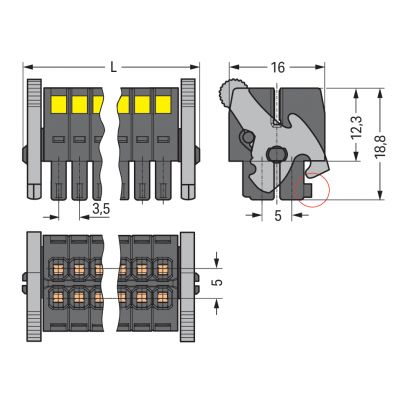 1-przewodowe gniazdo 2-rzędowe CAGE CLAMP pełna ochrona przed błędnym wetknięciem czarny /25szt./ WAGO (713-1111/037-9037/034-000)