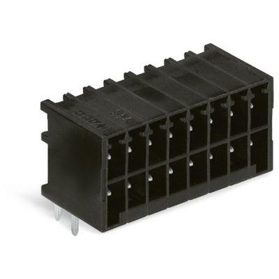 Wtyk THT 2-rzędowy Pin lutowniczy 0,8x0,8mm konstrukcja kątowa czarny /25szt./ WAGO (713-1433)
