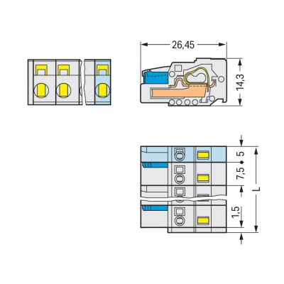 Gniazdo MCS-MIDI Classic 7-biegunowe jasnoszare raster 7,5mm 721-207/026-000 /50szt./ WAGO (721-207/026-000)