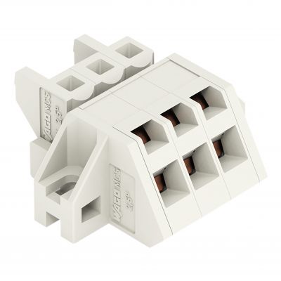 1-przewodowe gniazdo kątowe CAGE CLAMP pełna ochrona przed błędnym wetknięciem jasnoszary /50szt./ WAGO (721-303/031-000)