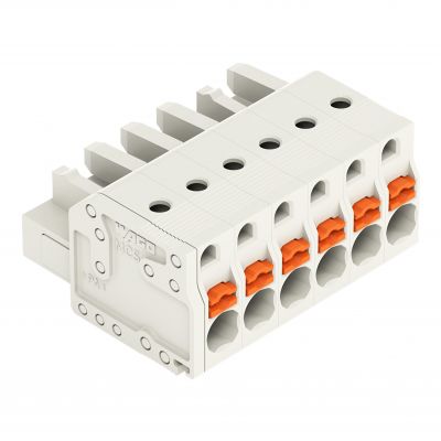 1-przewodowe gniazdo przycisk Push-in CAGE CLAMP pełna ochrona przed błędnym wetknięciem jasnoszary /50szt./ WAGO (2721-106/026-000)