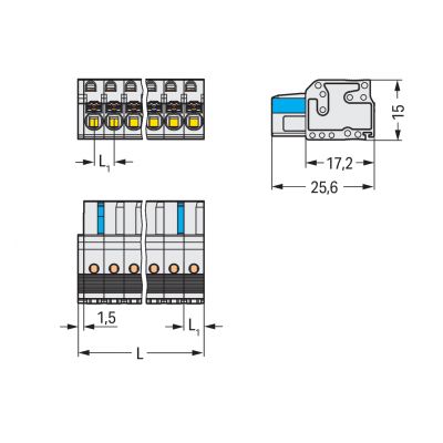 Gniazdo MCS-MIDI 12-biegunowy jasnoszare raster 5mm 2721-112/026-000 /25szt./ WAGO (2721-112/026-000)
