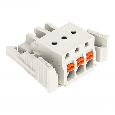 1-przewodowe gniazdo przycisk Push-in CAGE CLAMP pełna ochrona przed błędnym wetknięciem jasnoszary /50szt./ WAGO (2721-103/037-000)