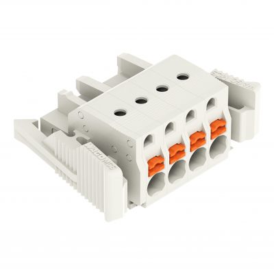 1-przewodowe gniazdo przycisk Push-in CAGE CLAMP pełna ochrona przed błędnym wetknięciem jasnoszary /50szt./ WAGO (2721-104/037-000)