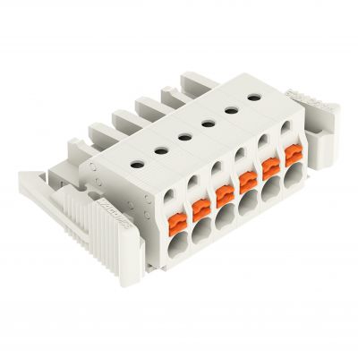 1-przewodowe gniazdo przycisk Push-in CAGE CLAMP pełna ochrona przed błędnym wetknięciem jasnoszary /50szt./ WAGO (2721-106/037-000)