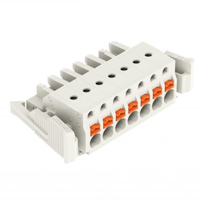 1-przewodowe gniazdo przycisk Push-in CAGE CLAMP pełna ochrona przed błędnym wetknięciem jasnoszary /50szt./ WAGO (2721-107/037-000)