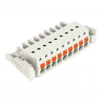 1-przewodowe gniazdo przycisk Push-in CAGE CLAMP pełna ochrona przed błędnym wetknięciem jasnoszary /25szt./ WAGO (2721-109/037-000)