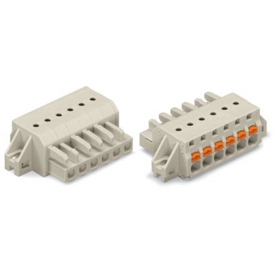 1-przewodowe gniazdo przycisk Push-in CAGE CLAMP pełna ochrona przed błędnym wetknięciem jasnoszary /50szt./ WAGO (2721-106/031-000)