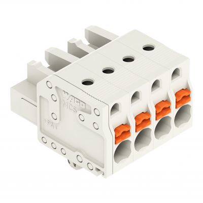 1-przewodowe gniazdo przycisk Push-in CAGE CLAMP pełna ochrona przed błędnym wetknięciem jasnoszary /100szt./ WAGO (2721-104/008-000)