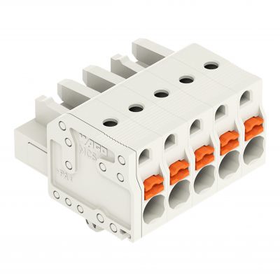 1-przewodowe gniazdo przycisk Push-in CAGE CLAMP pełna ochrona przed błędnym wetknięciem jasnoszary /100szt./ WAGO (2721-105/008-000)