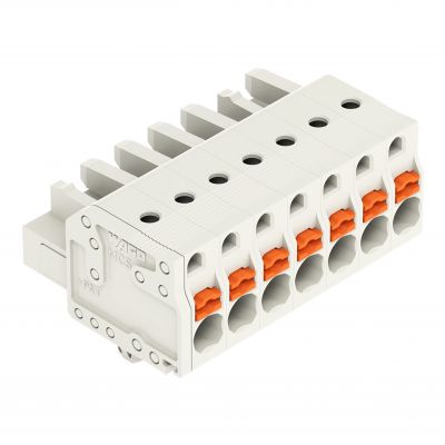 1-przewodowe gniazdo przycisk Push-in CAGE CLAMP pełna ochrona przed błędnym wetknięciem jasnoszary /50szt./ WAGO (2721-107/008-000)