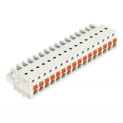 1-przewodowe gniazdo przycisk Push-in CAGE CLAMP pełna ochrona przed błędnym wetknięciem jasnoszary /25szt./ WAGO (2721-116/008-000)