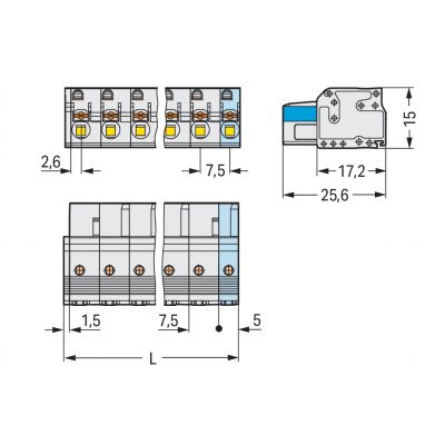 1-przewodowe gniazdo przycisk Push-in CAGE CLAMP pełna ochrona przed błędnym wetknięciem jasnoszary /100szt./ WAGO (2721-202/026-000)