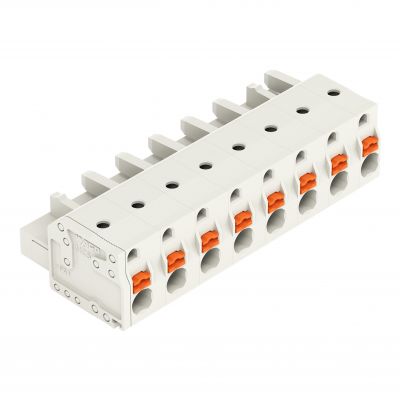 1-przewodowe gniazdo przycisk Push-in CAGE CLAMP pełna ochrona przed błędnym wetknięciem jasnoszary /25szt./ WAGO (2721-208/026-000)