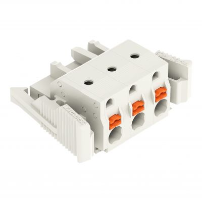 1-przewodowe gniazdo przycisk Push-in CAGE CLAMP pełna ochrona przed błędnym wetknięciem jasnoszary /50szt./ WAGO (2721-203/037-000)