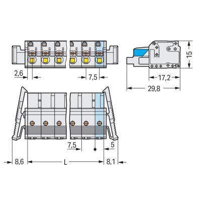 1-przewodowe gniazdo przycisk Push-in CAGE CLAMP pełna ochrona przed błędnym wetknięciem jasnoszary /50szt./ WAGO (2721-203/037-000)
