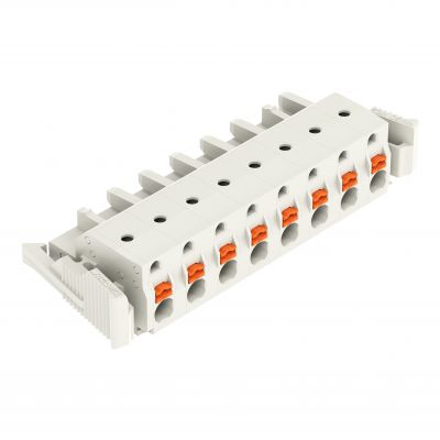 1-przewodowe gniazdo przycisk Push-in CAGE CLAMP pełna ochrona przed błędnym wetknięciem jasnoszary /25szt./ WAGO (2721-208/037-000)